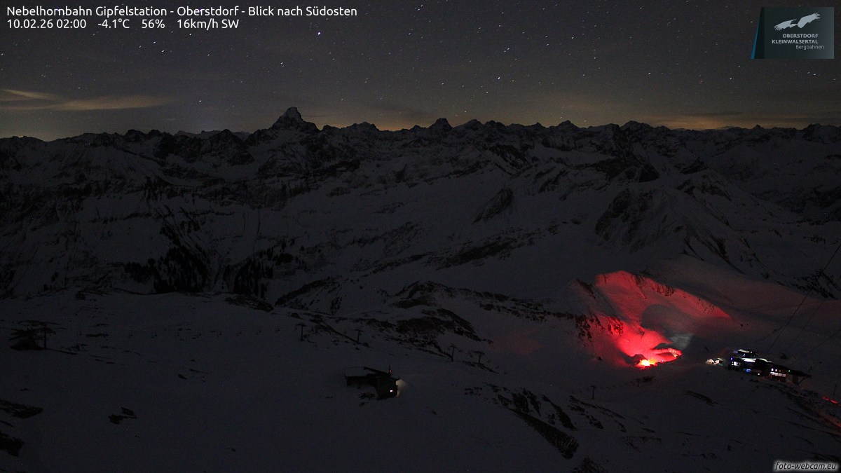 Nebelhorn webcam (DE) - Nebelhornbahn Gipfelstation - Oberstdorf - Blick nach Südosten
   